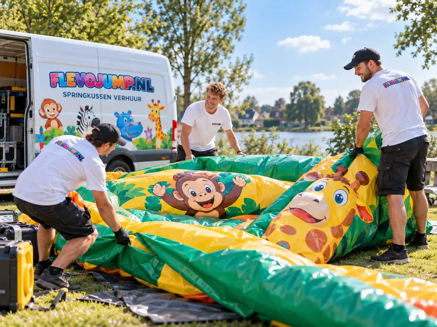 Flevojump bouwt een springkussen op locatie op