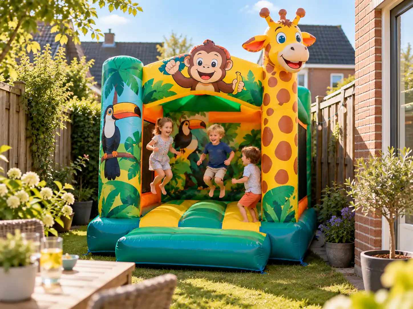 Compact springkussen in een tuin